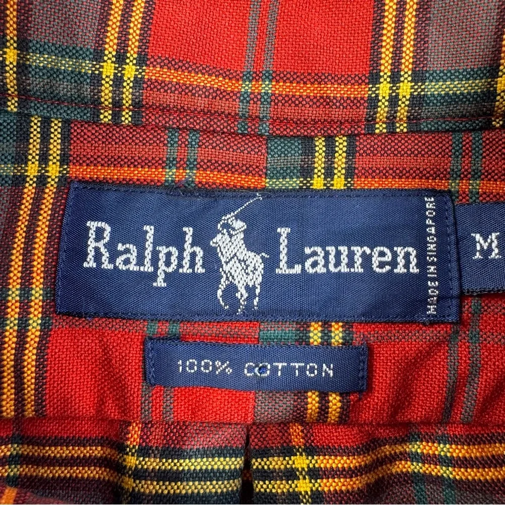 Ralph Lauren Shirt Men’s Medium Plaid Button Down Crest Logo - Picture 10 of 15